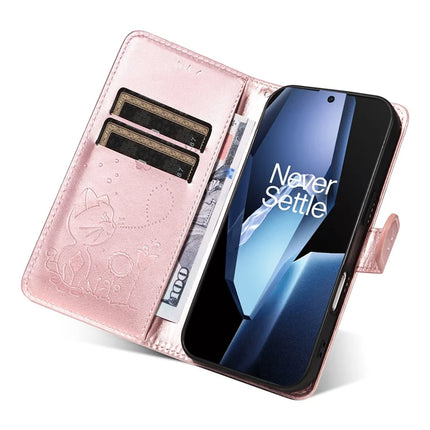 For OnePlus 13R 5G Leather Wallet Case Cat Bee Pattern Phone Cover Stand