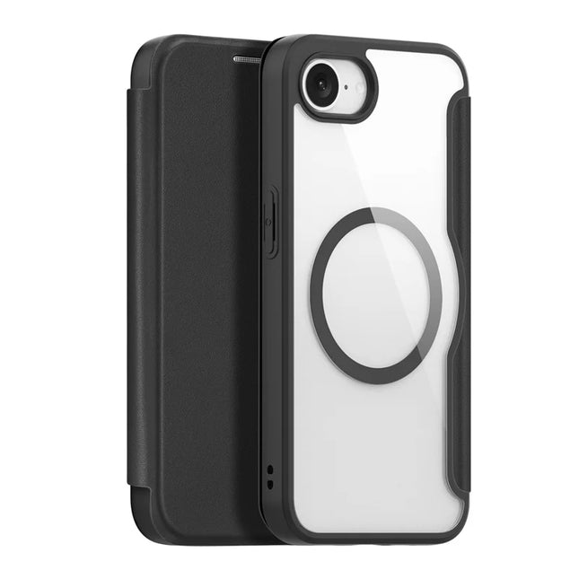 For iPhone 16e Leather Case DUX DUCIS Skin X Pro Series Stand Cover Compatible with MagSafe - Black