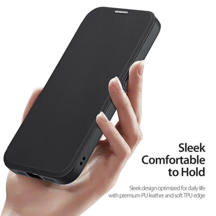 For iPhone 16e Leather Case DUX DUCIS Skin X Pro Series Stand Cover Compatible with MagSafe