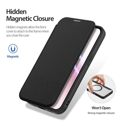 For iPhone 16e Leather Case DUX DUCIS Skin X Pro Series Stand Cover Compatible with MagSafe