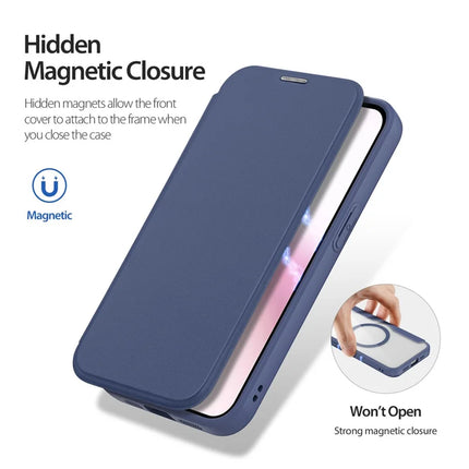 For iPhone 16e Leather Case DUX DUCIS Skin X Pro Series Stand Cover Compatible with MagSafe