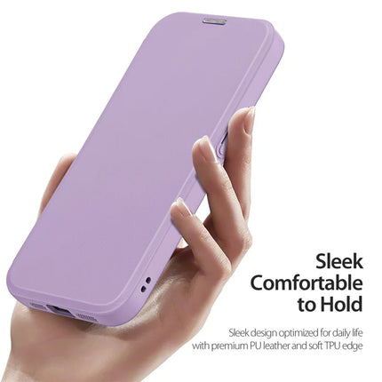 For iPhone 16e Leather Case DUX DUCIS Skin X Pro Series Stand Cover Compatible with MagSafe