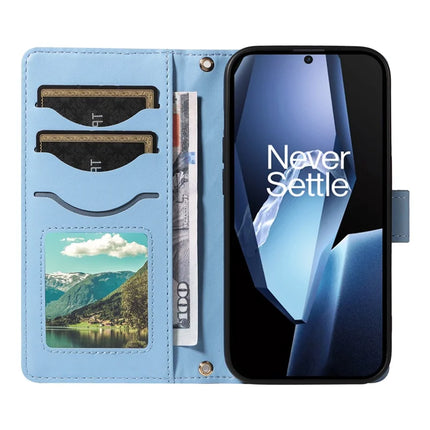 For OnePlus 13R 5G Wallet Case Rhombus Leather Phone Cover with Strap