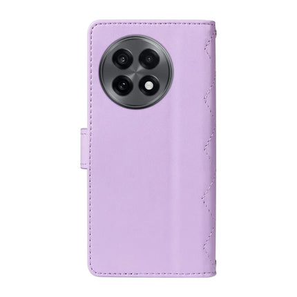 For OnePlus 13R 5G Wallet Case Rhombus Leather Phone Cover with Strap -  Light Purple