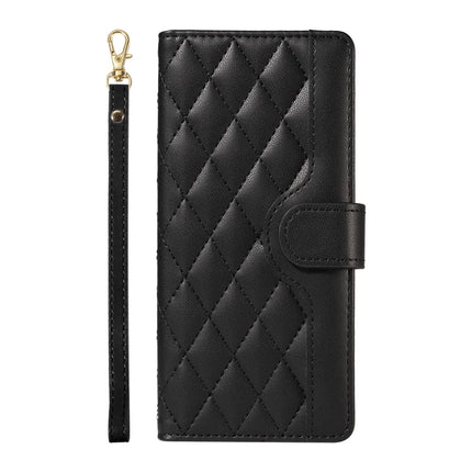 For OnePlus 13R 5G Wallet Case Rhombus Leather Phone Cover with Strap