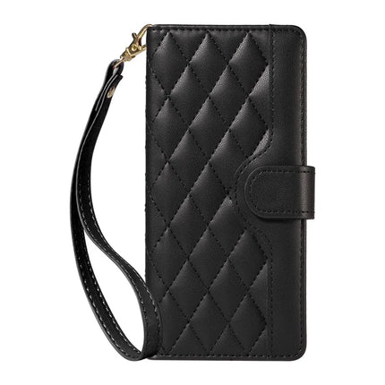 For OnePlus 13R 5G Wallet Case Rhombus Leather Phone Cover with Strap