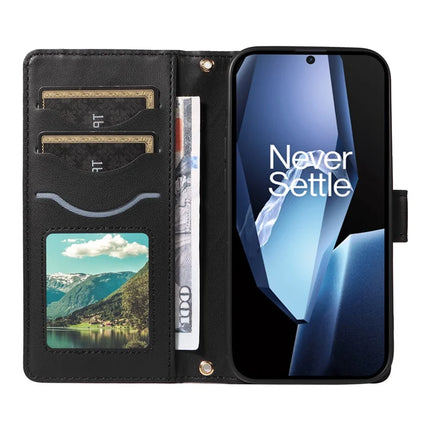 For OnePlus 13R 5G Wallet Case Rhombus Leather Phone Cover with Strap