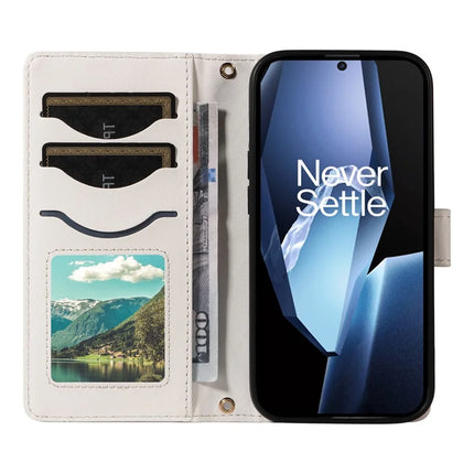 For OnePlus 13R 5G Wallet Case Rhombus Leather Phone Cover with Strap