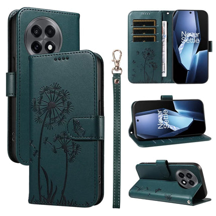For OnePlus 13R 5G Leather Wallet Case with Strap Dandelion Imprint Phone Stand Cover - Blue