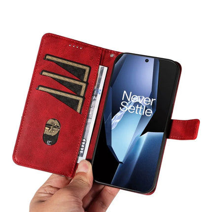 For OnePlus 13R 5G Leather Case Geometric Line Design Wallet Phone Cover with Wrist Strap