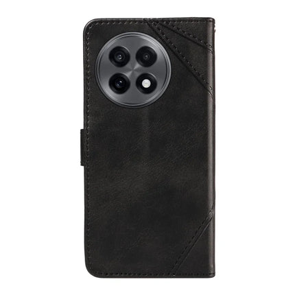 For OnePlus 13R 5G Leather Case Geometric Line Design Wallet Phone Cover with Wrist Strap