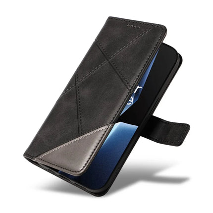 For OnePlus 13R 5G Leather Case Geometric Line Design Wallet Phone Cover with Wrist Strap