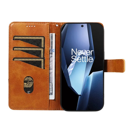 For OnePlus 13R 5G Leather Case Geometric Line Design Wallet Phone Cover with Wrist Strap