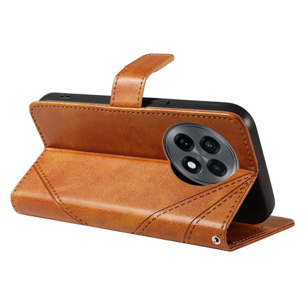 For OnePlus 13R 5G Leather Case Geometric Line Design Wallet Phone Cover with Wrist Strap