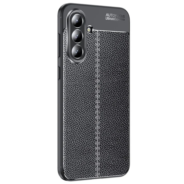 For Samsung Galaxy A56 5G Case Litchi Texture TPU Flexible Phone Cover, Black
