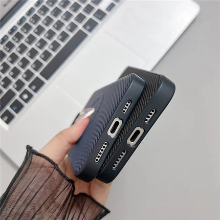 For iPhone 16 Pro Max Case Compatible with MagSafe Carbon Fiber Texture Leather + PC Phone Cover