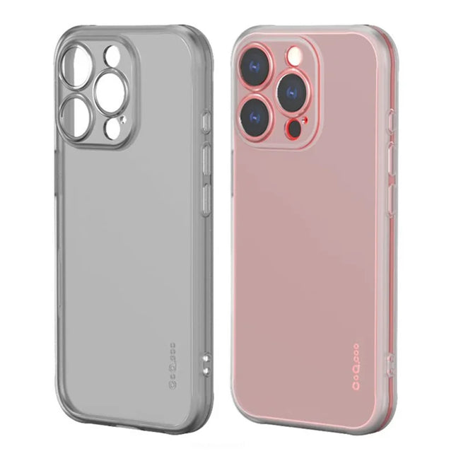 Q.COO For iPhone 16 Pro Case Drop Protection TPU Protective Phone Back Cover - Transparent Black