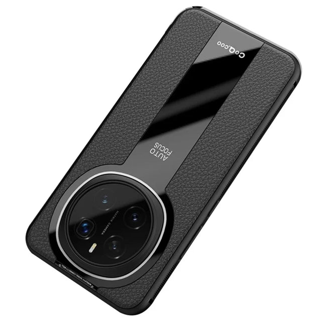 Q.COO For Honor Magic7 Pro 5G Case Shockproof PU Leather + TPU + Acrylic Phone Cover - Black
