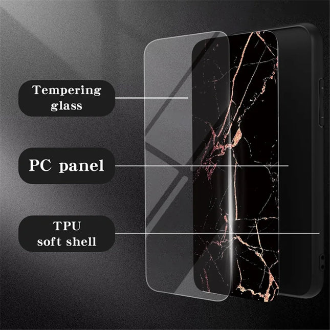 For Samsung Galaxy A26 5G Case Marble Pattern Tempered Glass + PC + TPU Protective Phone Cover -  Flying Pigeon Marble
