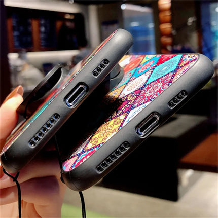 For Samsung Galaxy A36 5G Case Kickstand Ethnic Pattern Tempered Glass Phone Cover with Strap