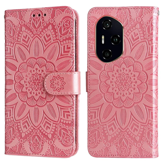 For Honor 300 Pro / 300 Ultra Case Sunflower Imprint Leather Wallet Phone Cover - Pink
