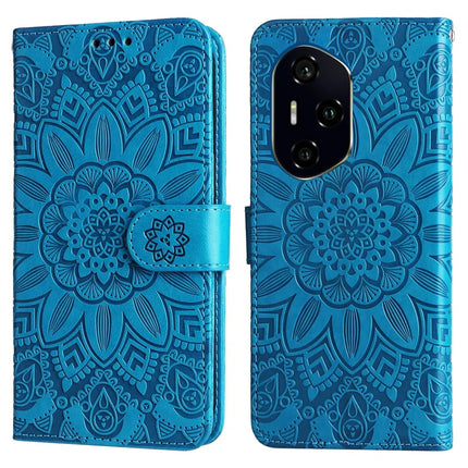 For Honor 300 Pro / 300 Ultra Case Sunflower Imprint Leather Wallet Phone Cover - Blue
