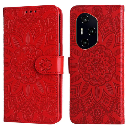 For Honor 300 Pro / 300 Ultra Case Sunflower Imprint Leather Wallet Phone Cover - Red