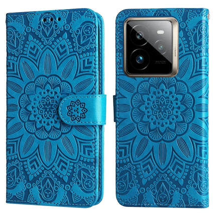 For Realme GT 7 Pro 5G Case Sunflower Imprint Leather Wallet Phone Cover - Blue