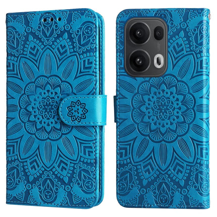 For Oppo Reno13 Pro 5G Case Sunflower Imprint Leather Wallet Phone Cover - Blue