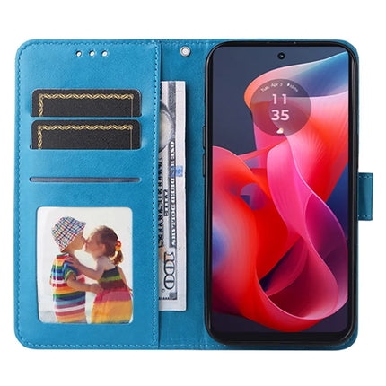 Leather Case For Motorola Moto G04 4G  /  G04s 4G  /  G24 4G  /  E14 4G Sunflower Imprint Wallet Phone Cover