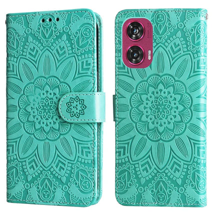 For Motorola Edge 50 Fusion 5G Case Sunflower Imprint Leather Wallet Phone Cover - Green