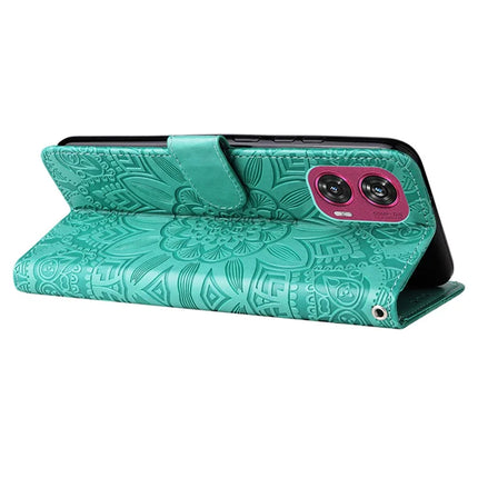 For Motorola Edge 50 Fusion 5G Case Sunflower Imprint Leather Wallet Phone Cover