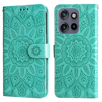 Wallet Case for Motorola Edge 50 Neo 5G / Moto S50 5G / ThinkPhone 25 5G Leather Phone Cover Sunflower Imprint - Green