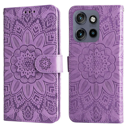 Wallet Case for Motorola Edge 50 Neo 5G / Moto S50 5G / ThinkPhone 25 5G Leather Phone Cover Sunflower Imprint - Purple