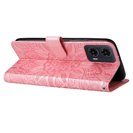 For Motorola Moto G35 5G Case Sunflower Imprint Leather Wallet Phone Cover