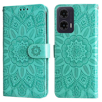 For Motorola Moto G35 5G Case Sunflower Imprint Leather Wallet Phone Cover - Green