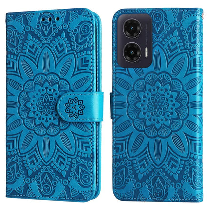 For Motorola Moto G35 5G Case Sunflower Imprint Leather Wallet Phone Cover - Blue
