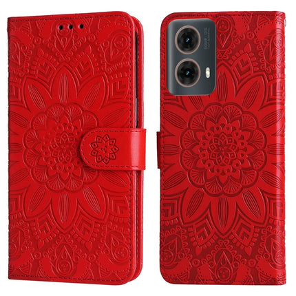For Motorola Moto G85 5G  /  S50 Neo 5G Case Sunflower Imprint Leather Wallet Phone Cover - Red
