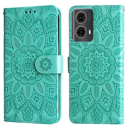 For Motorola Moto G85 5G  /  S50 Neo 5G Case Sunflower Imprint Leather Wallet Phone Cover - Green