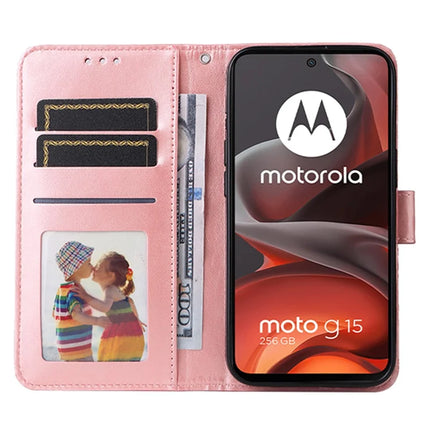 Wallet Case for Motorola Moto G15 4G / G15 Power 4G Leather Phone Cover Sunflower Imprint