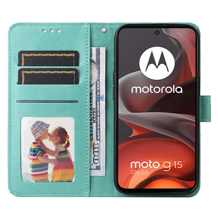 Wallet Case for Motorola Moto G15 4G / G15 Power 4G Leather Phone Cover Sunflower Imprint