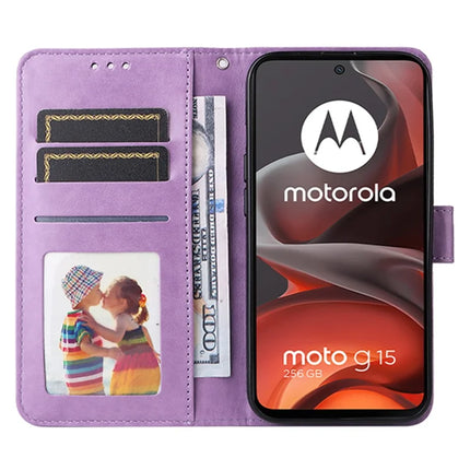 Wallet Case for Motorola Moto G15 4G / G15 Power 4G Leather Phone Cover Sunflower Imprint