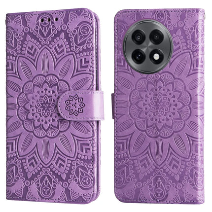 Wallet Case for OnePlus 13R 5G / Ace 5 5G / Ace 5 Pro 5G Leather Phone Cover Sunflower Imprint - Purple