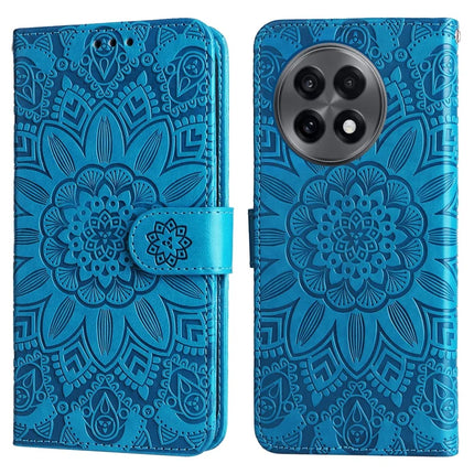 Wallet Case for OnePlus 13R 5G / Ace 5 5G / Ace 5 Pro 5G Leather Phone Cover Sunflower Imprint - Blue
