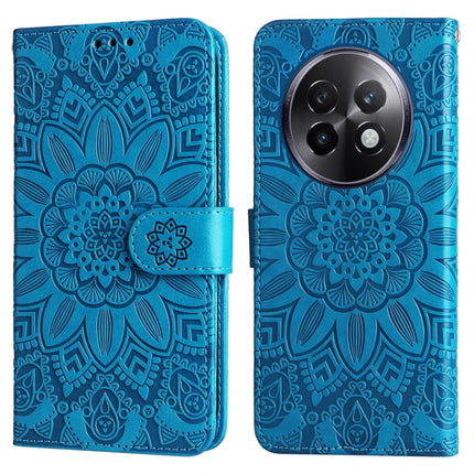 For Realme 13+ 5G / 13 Pro 5G (China) Case Sunflower Imprint Leather Wallet Phone Cover - Blue