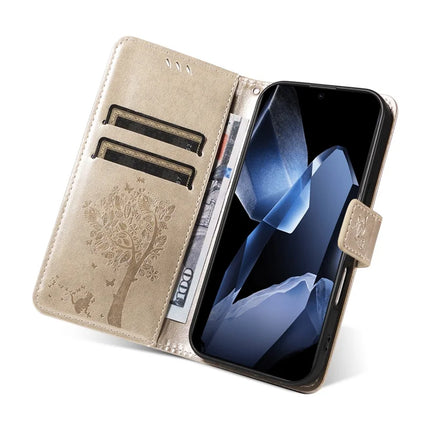 For OnePlus 13 Leather Phone Case Cat Tree Pattern Design Wallet Cover Stand