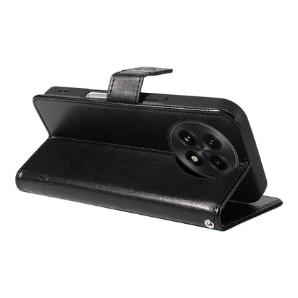 For OnePlus 13 Leather Phone Case Cat Tree Pattern Design Wallet Cover Stand -  Black