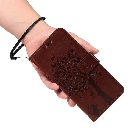 For OnePlus 13 Leather Phone Case Cat Tree Pattern Design Wallet Cover Stand