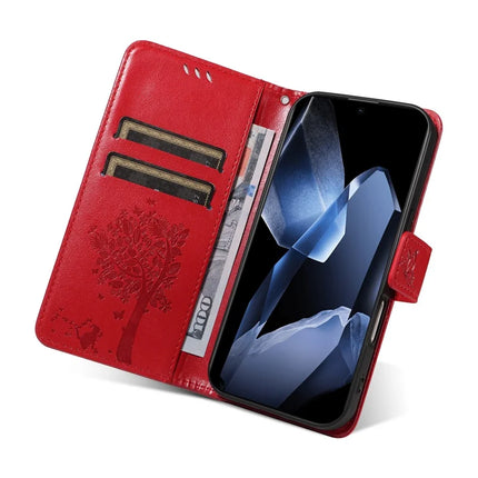For OnePlus 13 Leather Phone Case Cat Tree Pattern Design Wallet Cover Stand