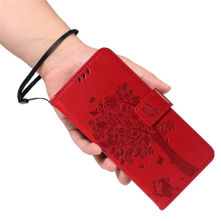 For OnePlus 13 Leather Phone Case Cat Tree Pattern Design Wallet Cover Stand